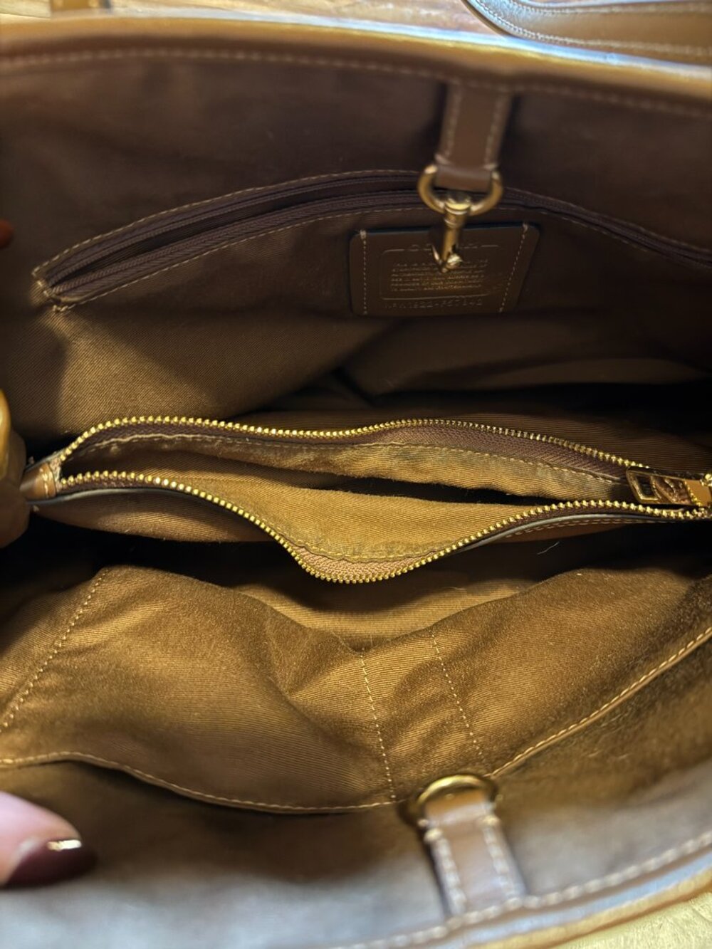 Coach Drawstring Carryall Signature Canvas Khaki Brown Shoulder Bag F57842 - Picture 3 of 5